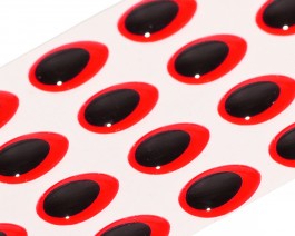 3D Epoxy Teardrop Eyes, Fluo Red, 9 mm